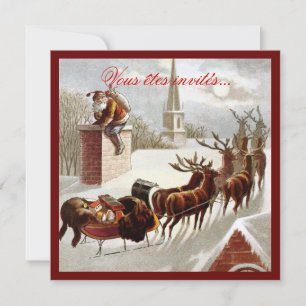 Convites Père Noël avec traîneau et renne