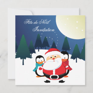 Convites Père Noël et Manchot Fête de Noël