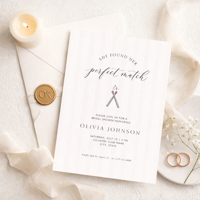 Convites Perfect Match Elegant Modern Stripe Bridal Shower (Criador carregado)