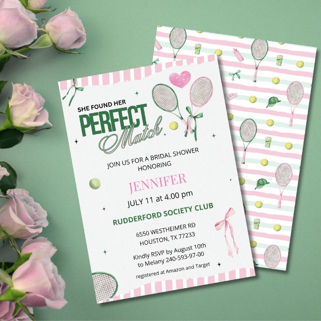 Convites Perfect Match Tennis Bridal Shower Invitation  (Criador carregado)