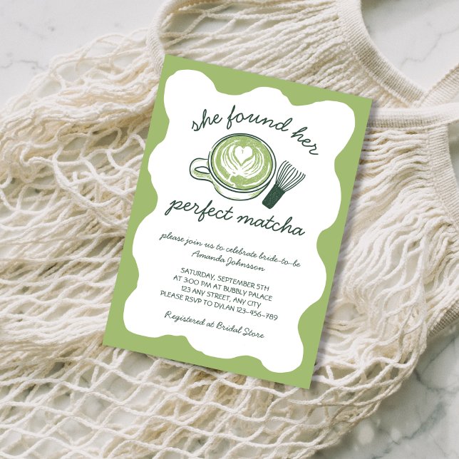 Convites Perfect Matcha Green Tea Hand Drawn Bridal Shower (Perfect Matcha Green Tea Hand Drawn Bridal Shower Invitation)