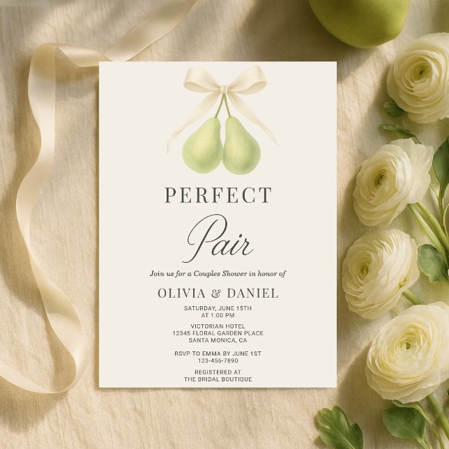 Convites Perfect Pair Coquette Bow Couples Shower (Criador carregado)