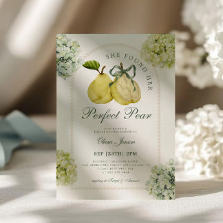 Convites Perfect Pear Pair Green Hydrangea Bridal Shower