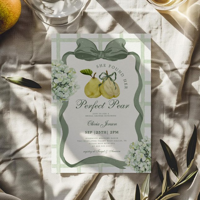 Convites Perfect Pear Pair Sage Green Bridal Shower (Criador carregado)