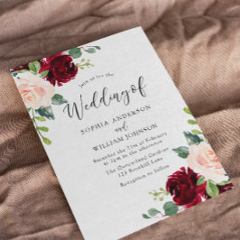 Convites Perfeição De Blush: Casamento Floral Por Aquarela