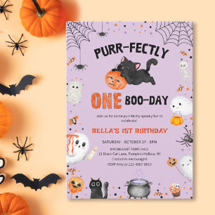 Convites Perfeitamente Um Boo-day Gato Halloween 1º Anivers