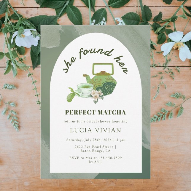 Convites Perfeito Matcha Ela Encontrou Seu Chá de panela (Criador carregado)