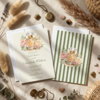 Convites Perfume de Luxo Floral Aquarela Chuveiro de Noiva