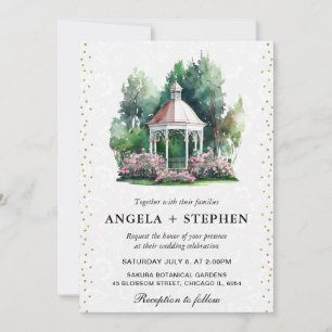 Convites Pérgola de Jardim de Primavera em Aquarela Casamen