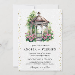 Convites Pérgola de Jardim de Primavera em Aquarela Casamen