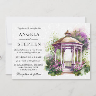 Convites Pérgola de Jardim de Primavera em Aquarela Casamen