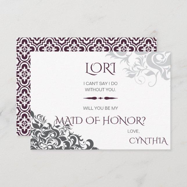 Convites Pergunta para as damas de honra para o casamento P (Frente/Verso)