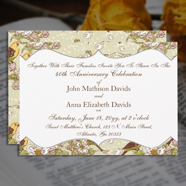 Convites Periquito e Dogwood do 40º Aniversário (Criador carregado)