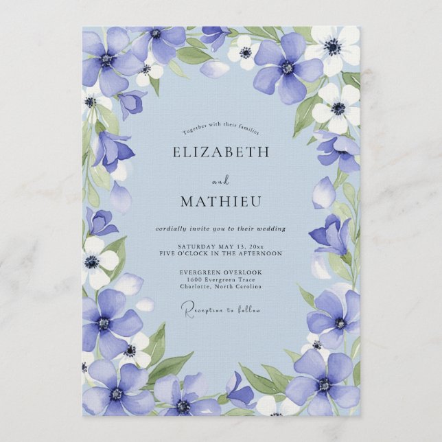 Convites Periwinkle Bloom Whimsy Wedding (Frente)