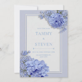 Convites Periwinkle Blue Hydrangea Botanical Frame Wedding