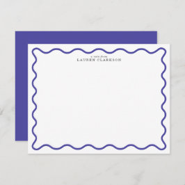 Convites Periwinkle Blue Modern Wavy Border Note card