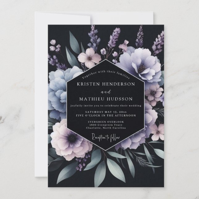 Convites Periwinkle Chiaroscuro Bloom Wedding (Frente)
