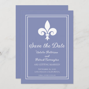 Convites Periwinkle Fleur de Lis Salve a Data Convidar
