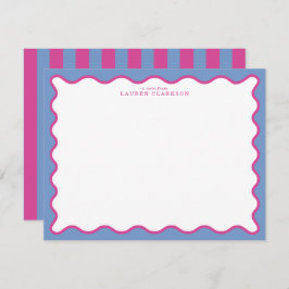 Convites periwinkle & Hot Pink Wavy Border Note Card