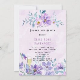 Convites Periwinkle Lilac Peony Wreath Brunch e Bubbles In