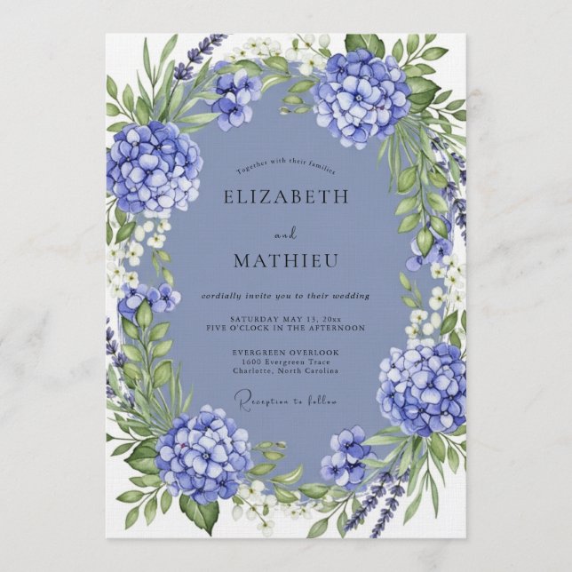 Convites Periwinkle Lush Botanical Wedding (Frente)