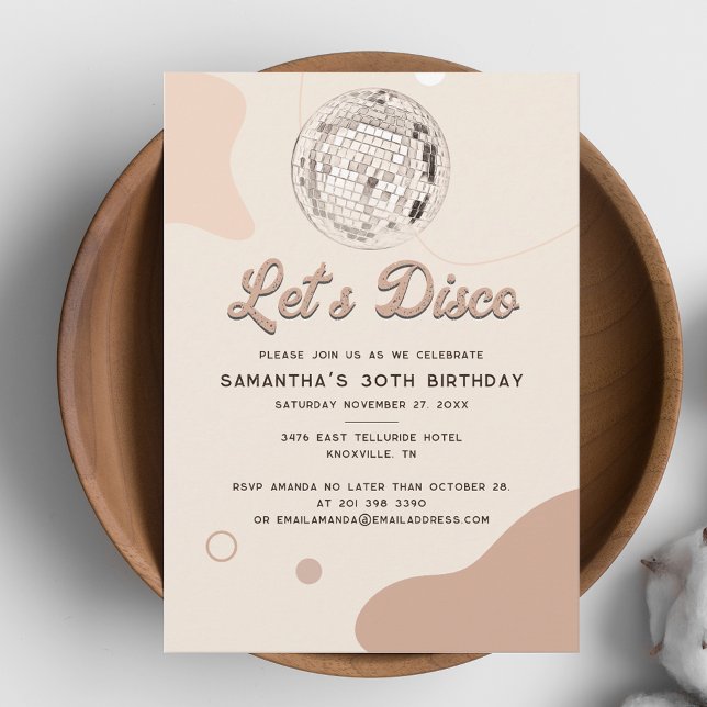 Convites Permite que o Disco Retro Groovy Party (Retro Grovy Disco 30th Birthday Party Invitations)