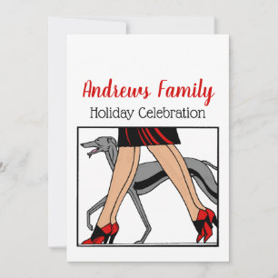 Convites Pernas Art Deco Mulheres Greyhound Whippet Cão R