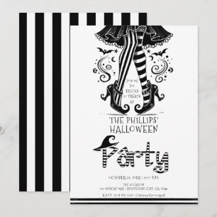 Convites Pernas de Bruxa Preta e Branca Festa de Halloween 
