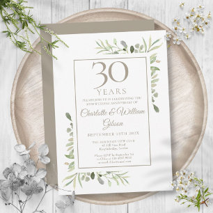 Convites Pérola Aniversário de Casamento de 30 Anos Verde F