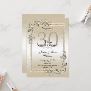 Convites Pérola Brilho e Glitter 30º Aniversário de Casamen