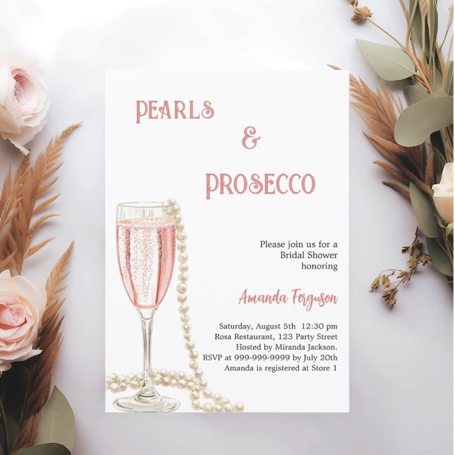 Convites Pérola Chá de panela rosa Prosecco (Criador carregado)