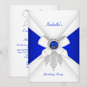 Convites Pérola de Diamante Azul Real festa de aniversário