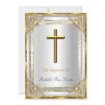 Pérola Dourado Branco Cruz Batismo/Cristão