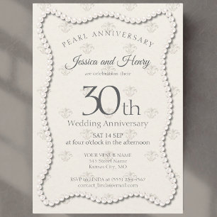 Convites Pérola Elegante aniversário de casamento de 30 ano