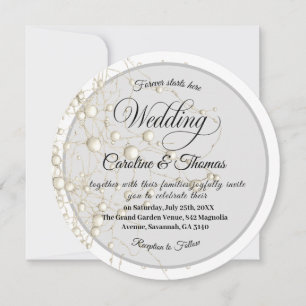 Convites Pérola Elegante Dourado Casamento Rômantico Pérola
