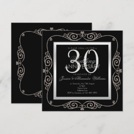 Convites Pérola Elegante Enquadrada 30º Aniversário de Casa