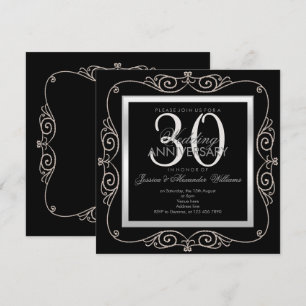 Convites Pérola Elegante Enquadrada 30º Aniversário de Casa