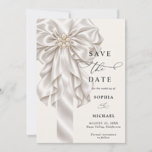 Convites Pérola Laço de Cetim Elegante Casamento Salve A Da