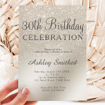 Convites pérola marfim glitter ombre aniversário de 30 anos<br><div class="desc">Uma design de folha metálica ombre de marfim pérola chic e luxuosa com tipografia elegante para um convite a aniversário de 30 anos.</div>