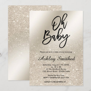 Convites pérola marfim glitter ombre metálico Oh chá de 