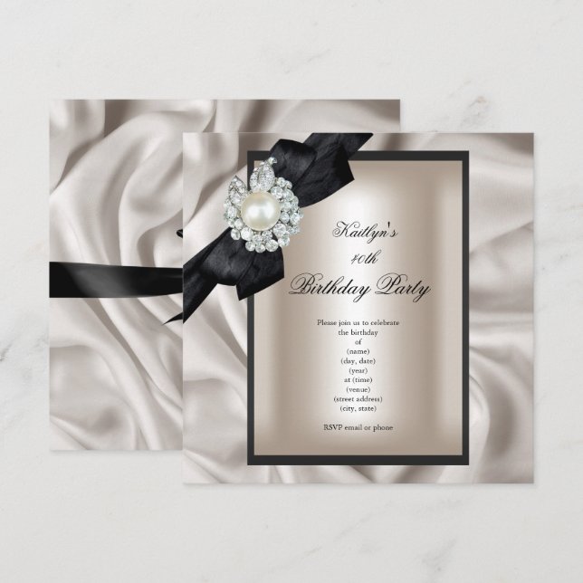 Convites Pérola Negra festa de aniversário (Frente/Verso)