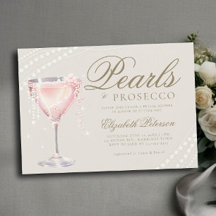 Convites Pérola Prosecco - Chá de panela rosa-bolha Ecru