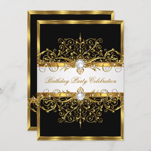 Convites Pérolas Bolsa mensageifesta de aniversario elegant (Frente/Verso)