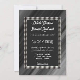Convites Pérolas Brancas, Casamento Preto e Branco Retrô