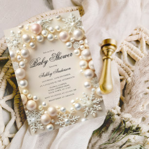 Convites Pérolas brancas com Chá de fraldas de flocos de ne