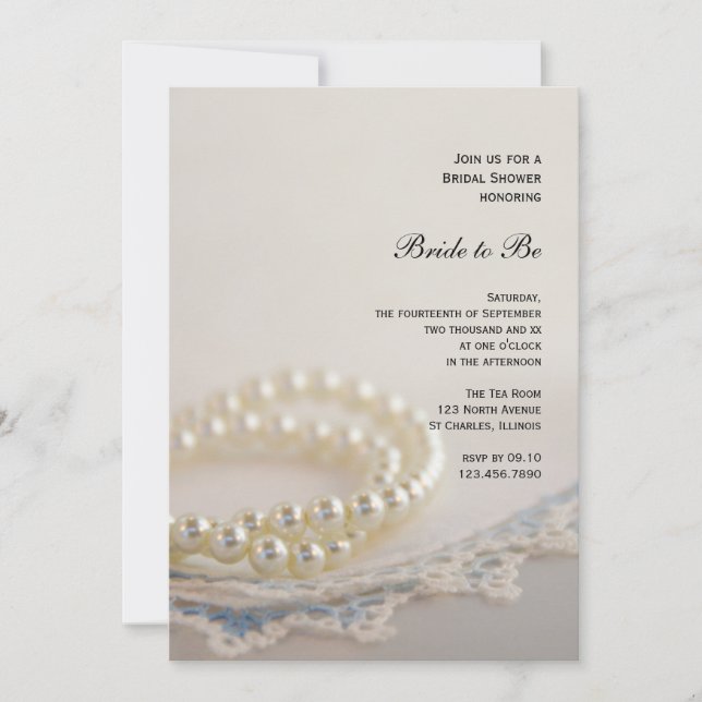 Convites Pérolas brancas e Chá de panela de rendas da vinhe (Frente)