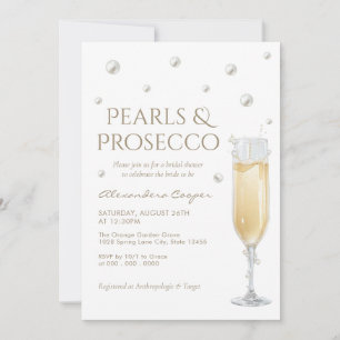 Convites Pérolas brancas e Chá de panela Prosecco