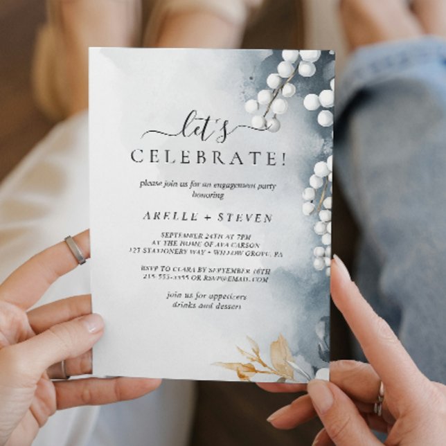 Convites Pérolas brancas e Festas de noivado florais (Criador carregado)