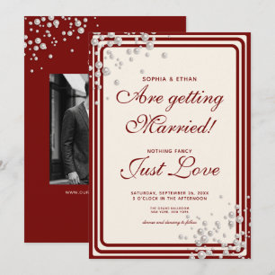 Convites Pérolas Burgundy Nada Chique Apenas Amor Casament