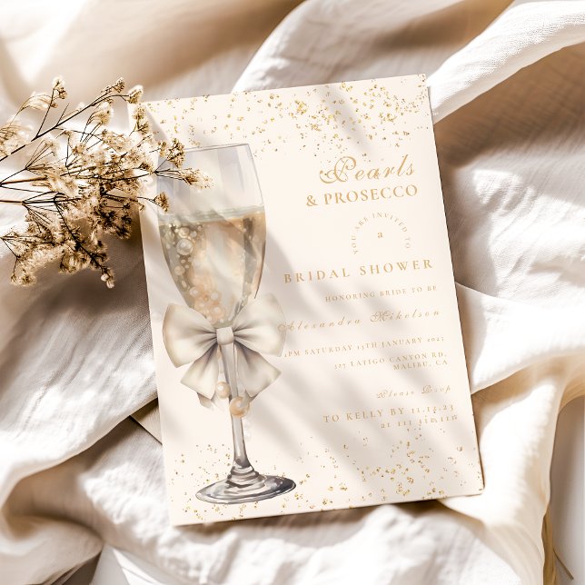 Convites Pérolas De arco E Chá de panela Prosecco (Criador carregado)
